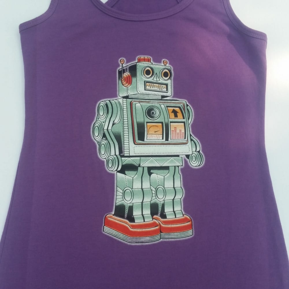 trippy robot ladies tank top - Image 3