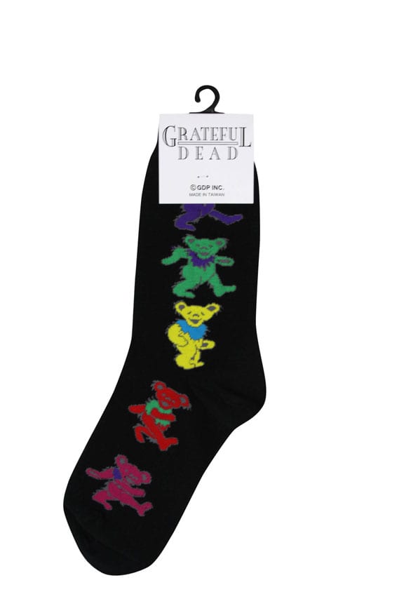 Grateful Dead black dancing bears crew socks - great gift for Deadheads