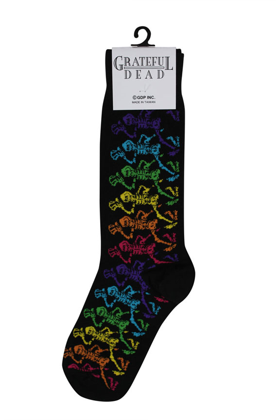 Grateful Dead black dancing skeletons tall socks - great gift for Deadheads