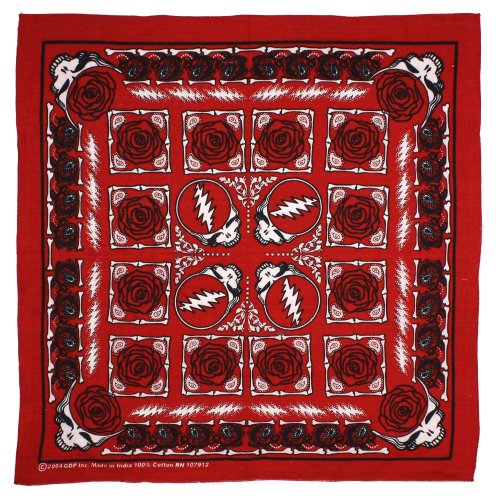 Grateful Dead bandana - Red Steal Your Face / Roses kerchief