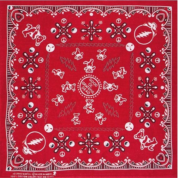 Grateful Dead bandana - Red Steal Your Face / Dancing Bears kerchief
