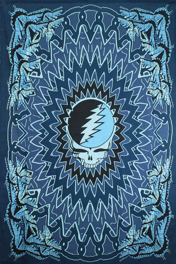 Grateful Dead Tapestry - blue Steal Your Face with butterflies