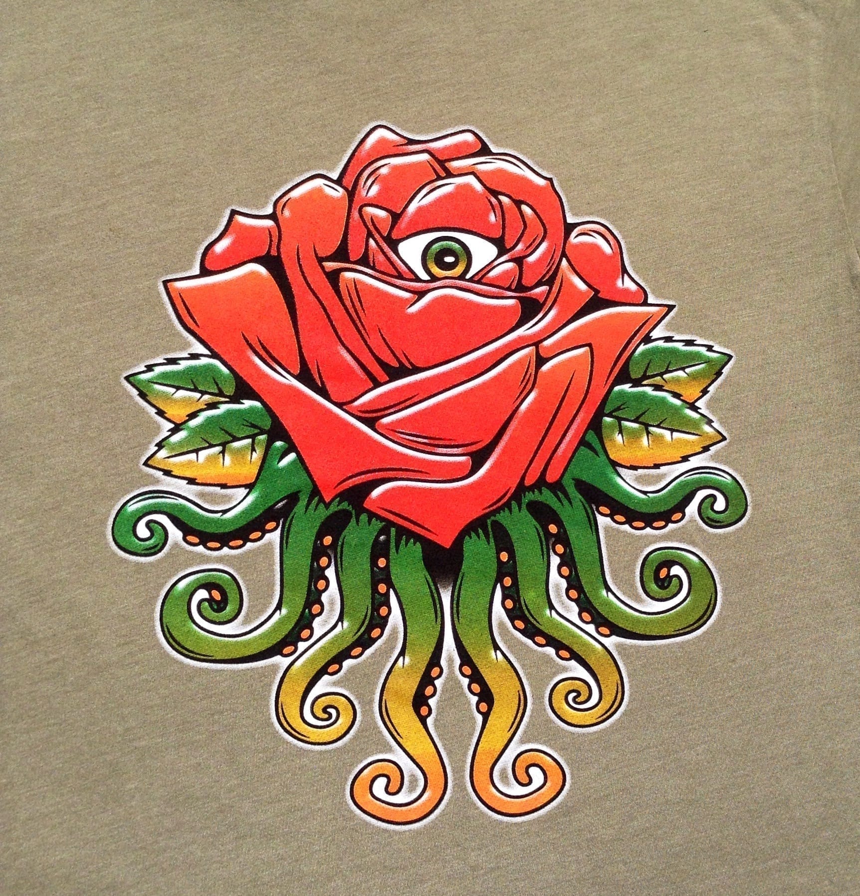 Squid Rose psychedelic art tee shirt