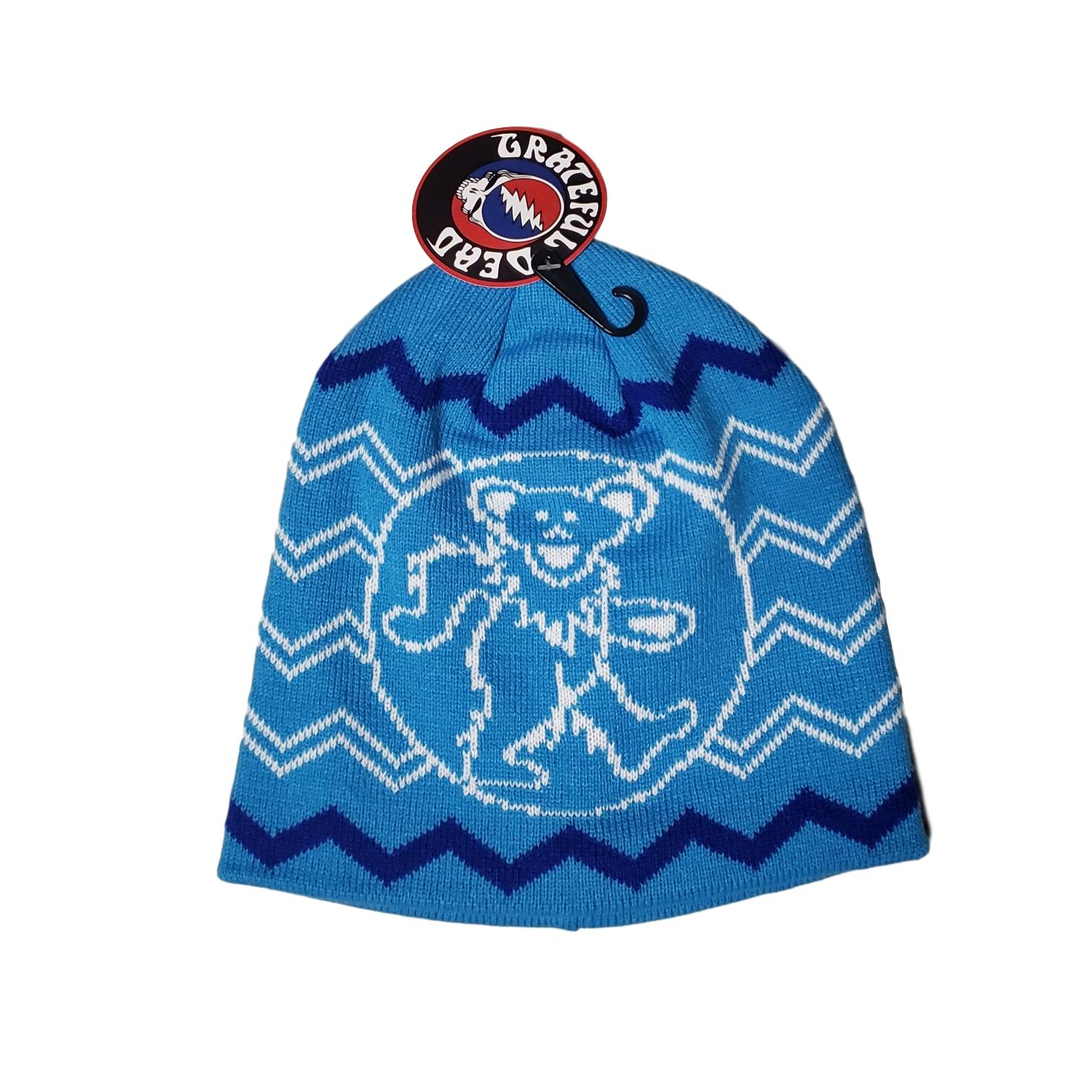 blue Grateful Dead steal your face knit winter hat