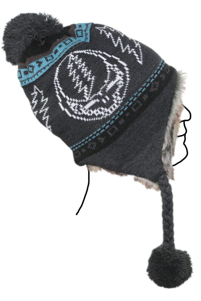 gray Grateful Dead dancing bears knit ski hat