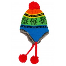 rainbow Grateful Dead dancing bears knit ski hat